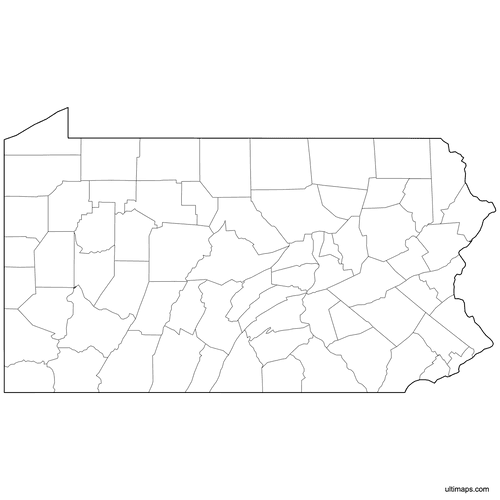 Preview of Outlined Map of Pennsylvania Counties