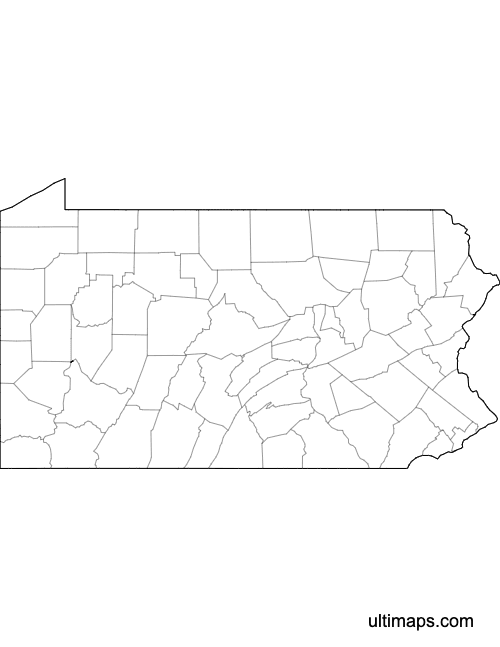 Preview of Outlined Map of Pennsylvania Counties (Letter)