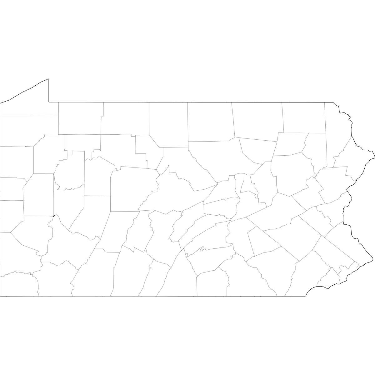 Wireframe Map of Pennsylvania Counties
