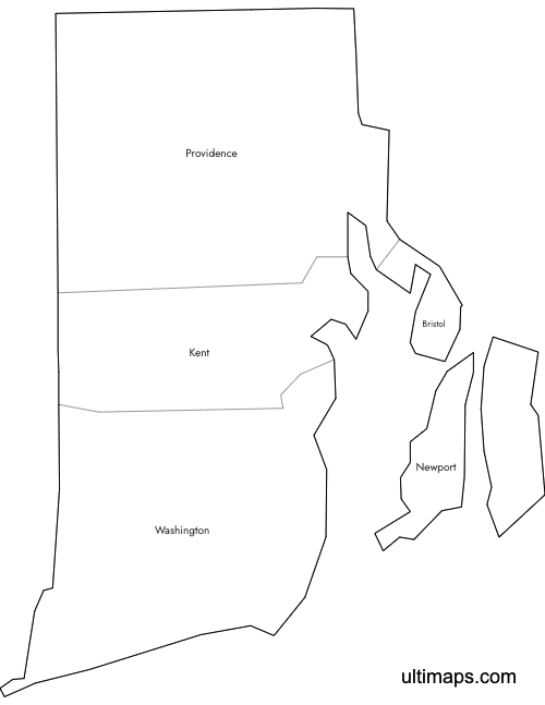 Preview of Labeled Map of Rhode Island Counties (A4)