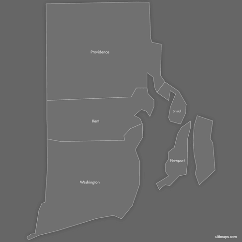 Preview of Labeled Map of Rhode Island Counties (Dark)