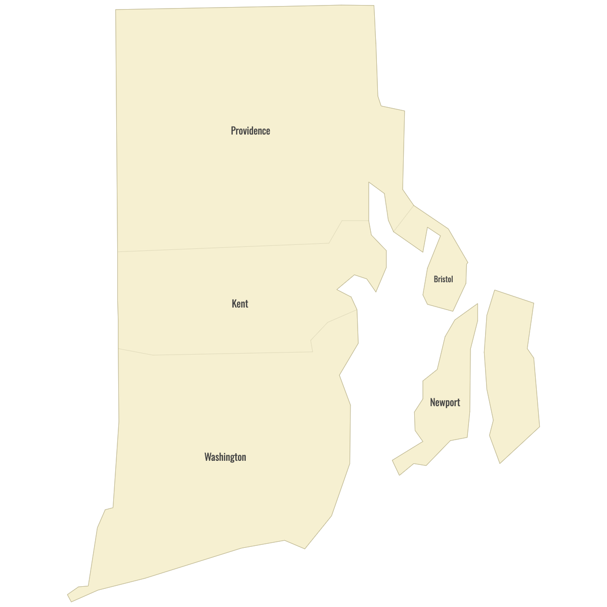 Blank Map of Rhode Island Counties With Labels