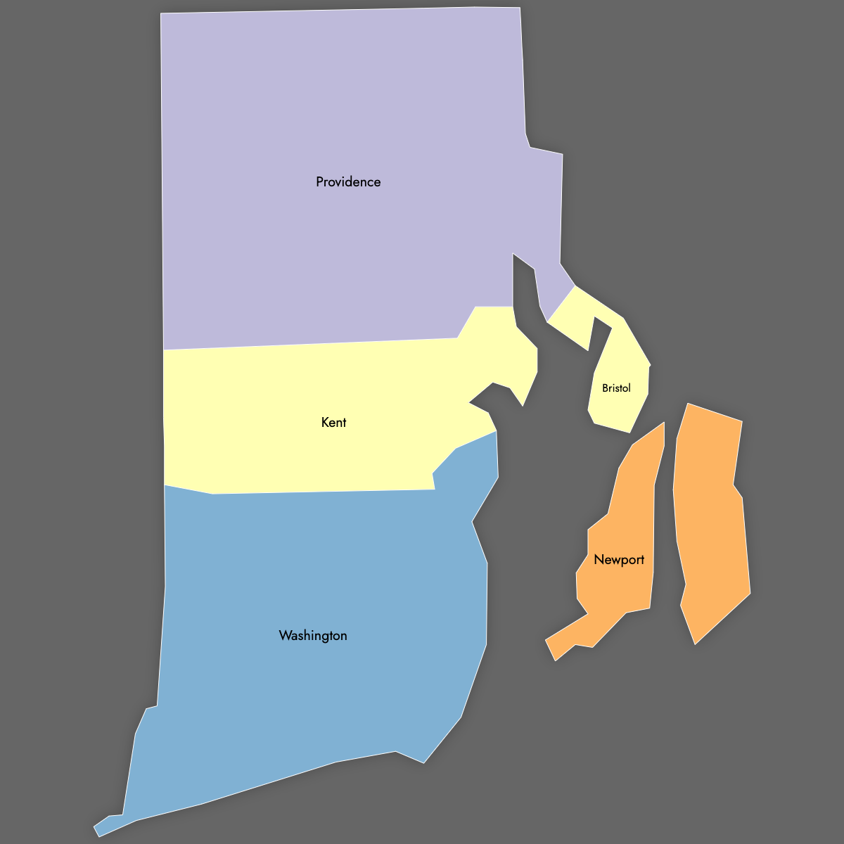 Custom Map of Rhode Island Counties With Labels