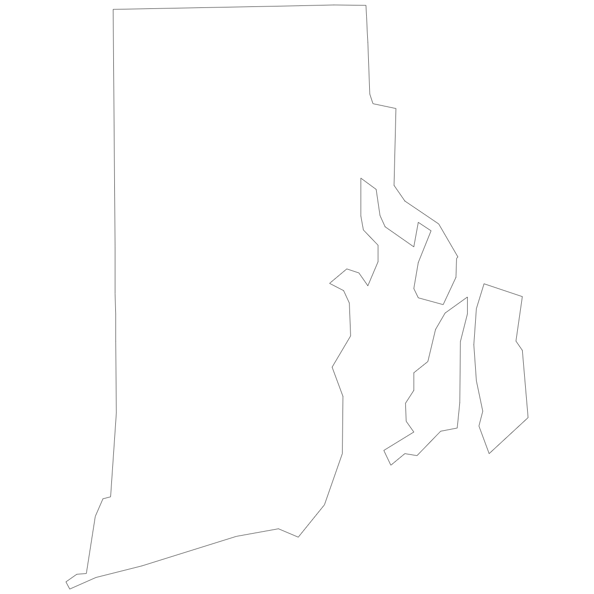 Outline Map of Rhode Island Counties