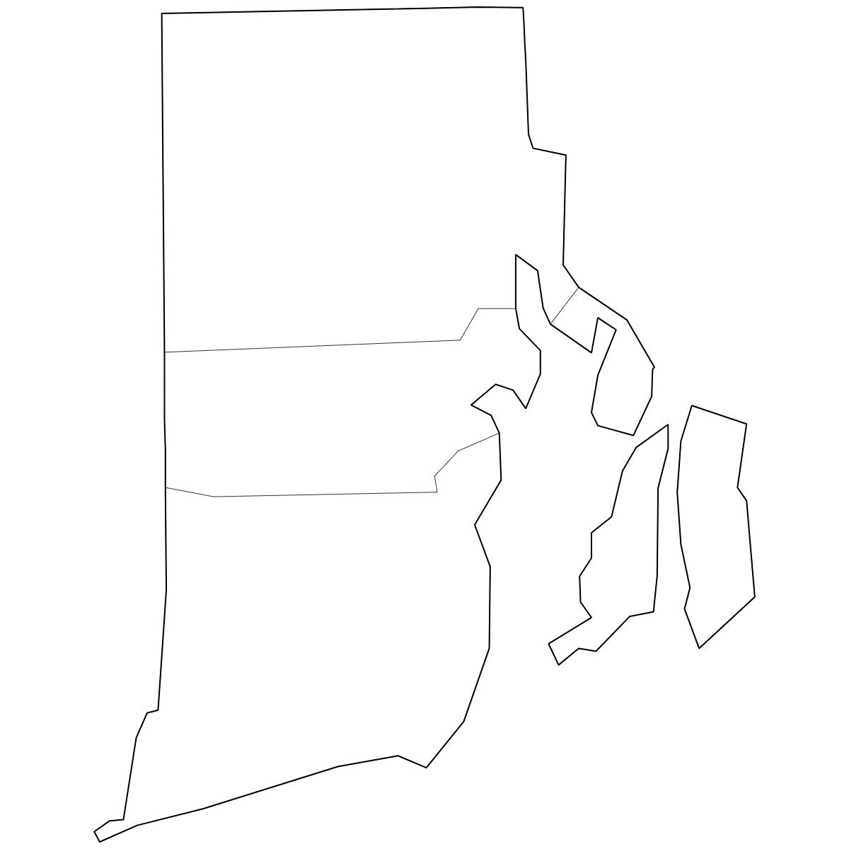 Outlined Map of Rhode Island Counties