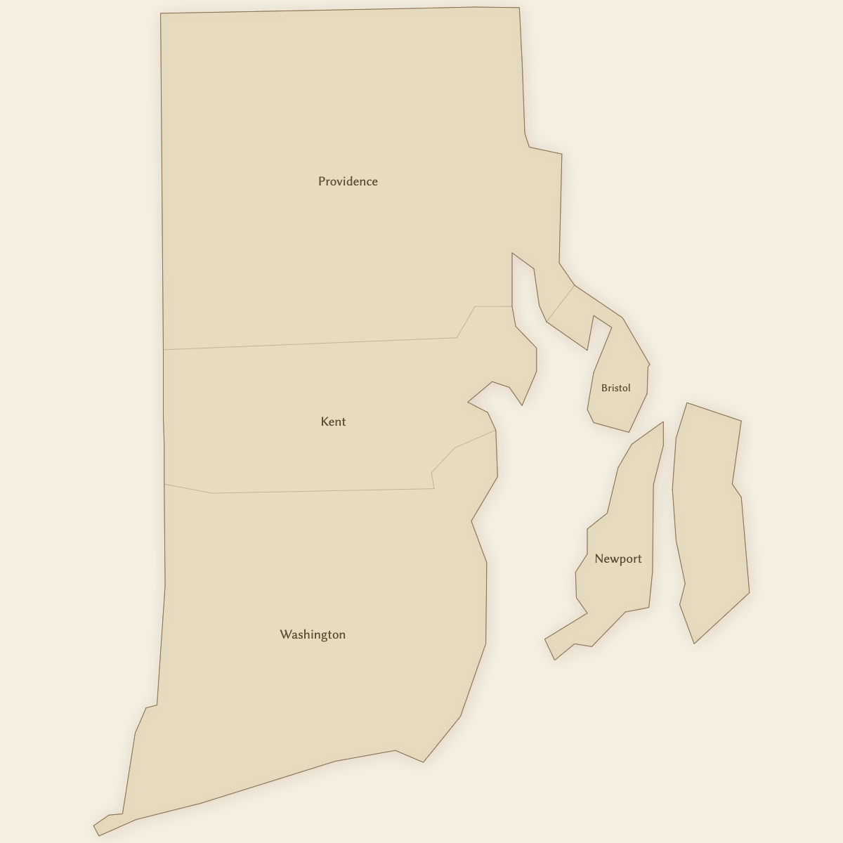 Styled Map of Rhode Island Counties (Vintage Theme)