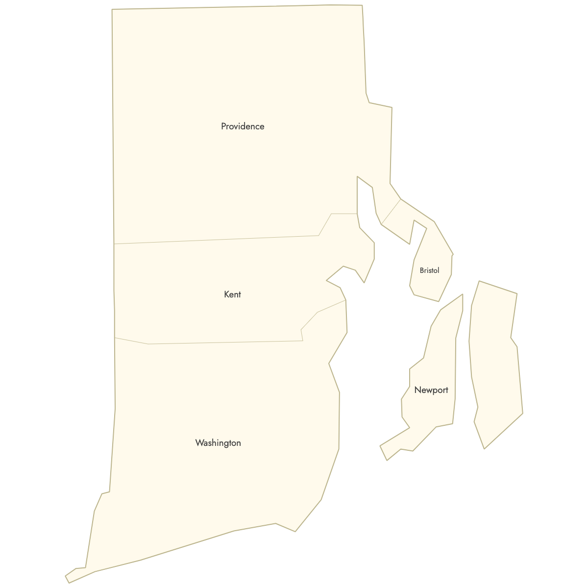Unstyled Map of Rhode Island Counties With Labels
