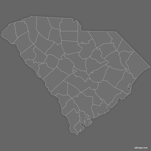 Preview of Blank Map of South Carolina Counties (Dark)