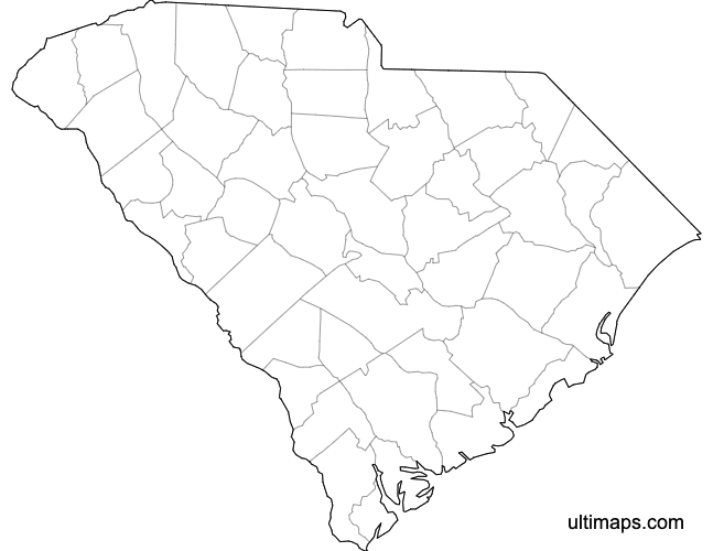 Preview of Blank Map of South Carolina Counties (Letter)