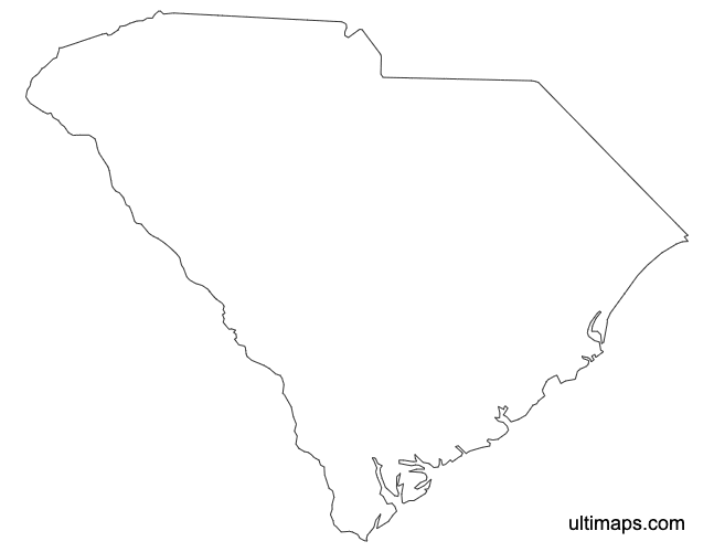 Preview of Outline Map of South Carolina Counties (A4)