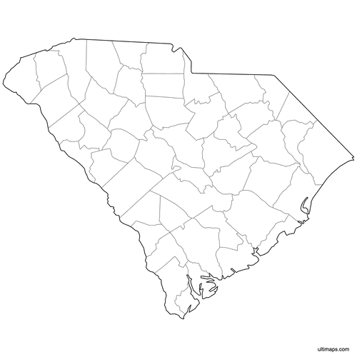 Preview of Outlined Map of South Carolina Counties