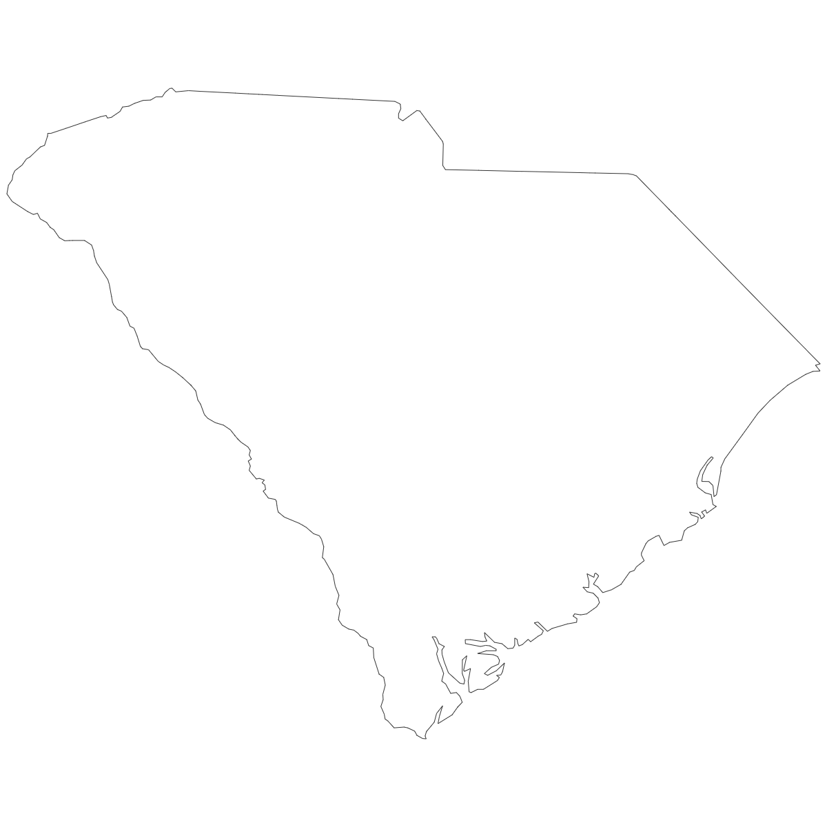 Outline Map of South Carolina Counties