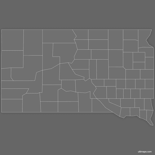 Preview of Blank Map of South Dakota Counties (Dark)