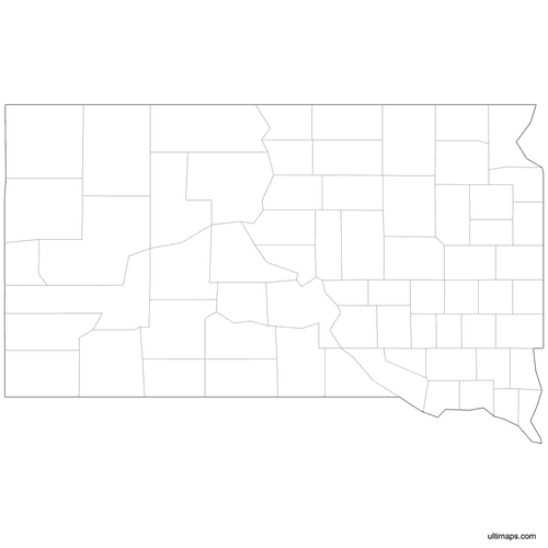 Preview of Outlined Map of South Dakota Counties