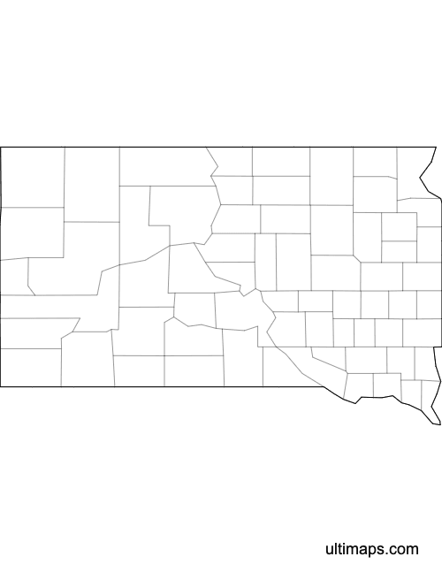 Preview of Outlined Map of South Dakota Counties (Letter)