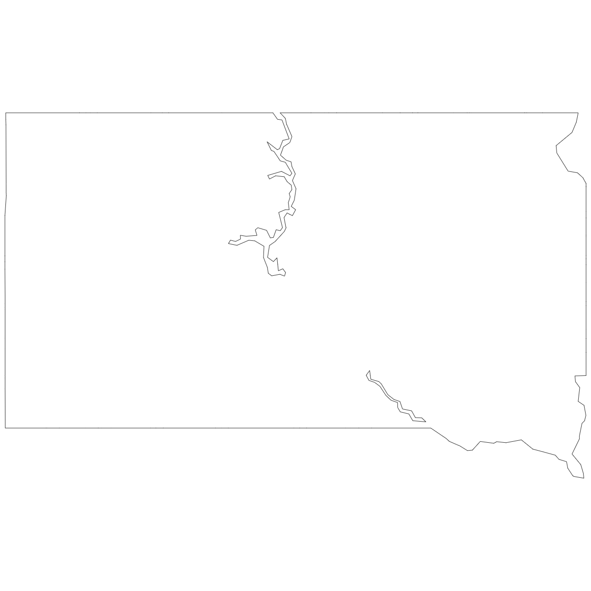 Outline Map of South Dakota Counties
