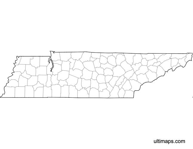 Preview of Blank Map of Tennessee Counties (A4)