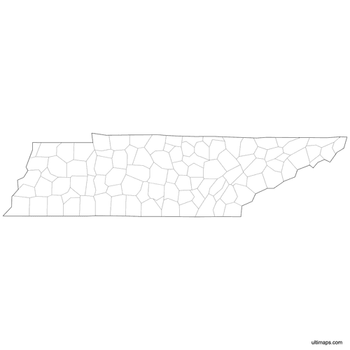 Preview of Outlined Map of Tennessee Counties