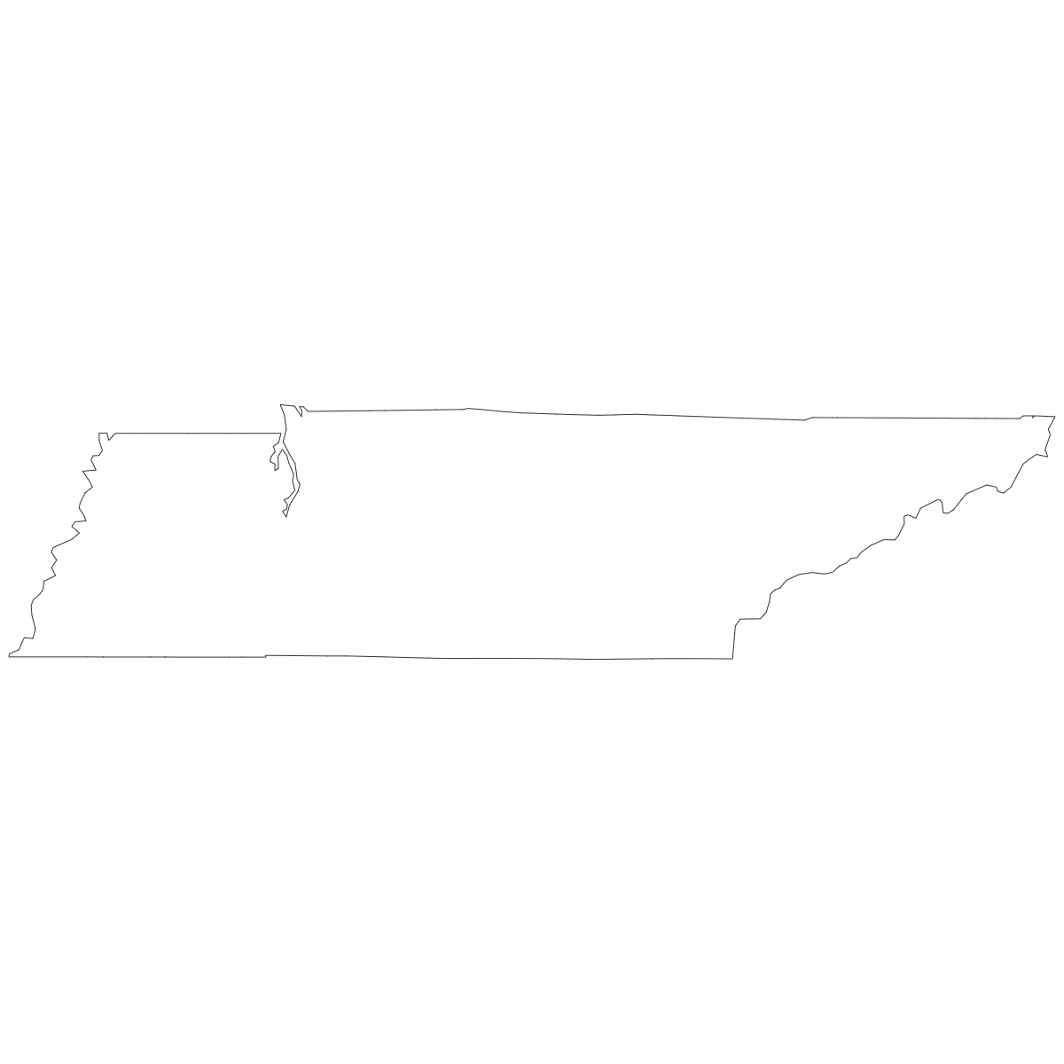 Outline Map of Tennessee Counties