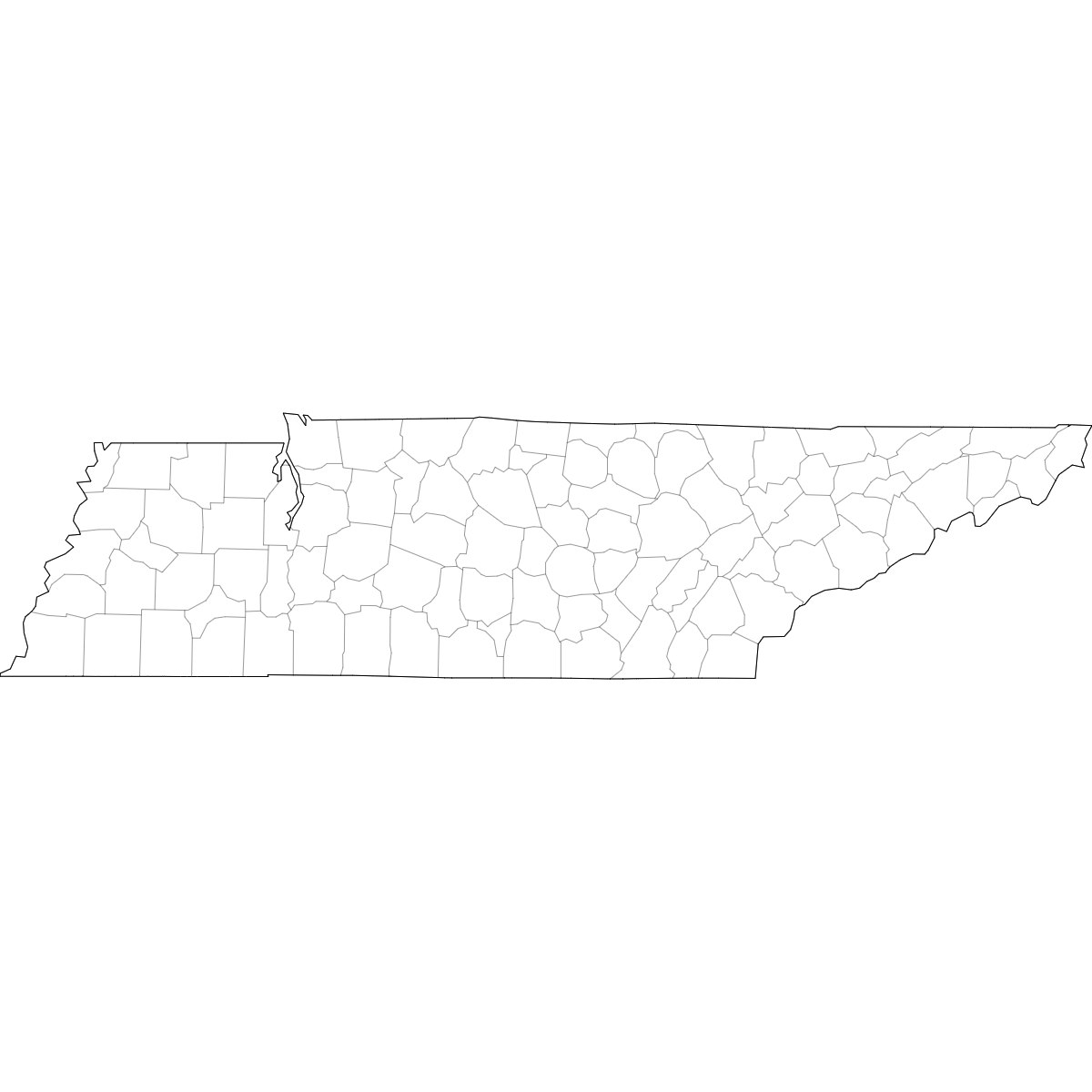 Wireframe Map of Tennessee Counties