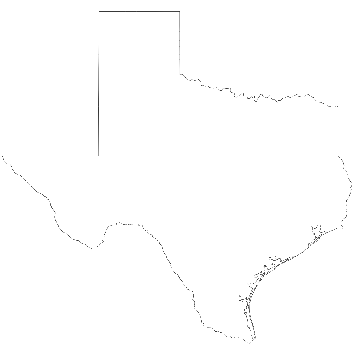 Outline map of Texas