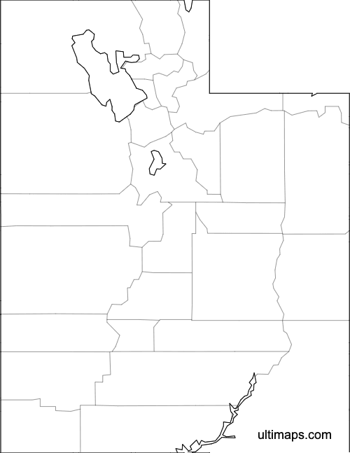 Preview of Blank Map of Utah Counties (A4)