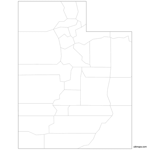 Preview of Outlined Map of Utah Counties