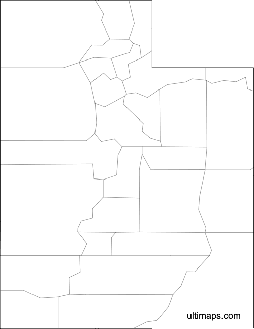 Preview of Outlined Map of Utah Counties (Letter)