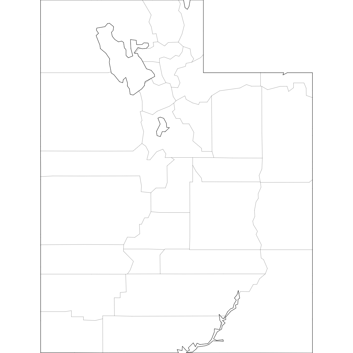 Wireframe Map of Utah Counties