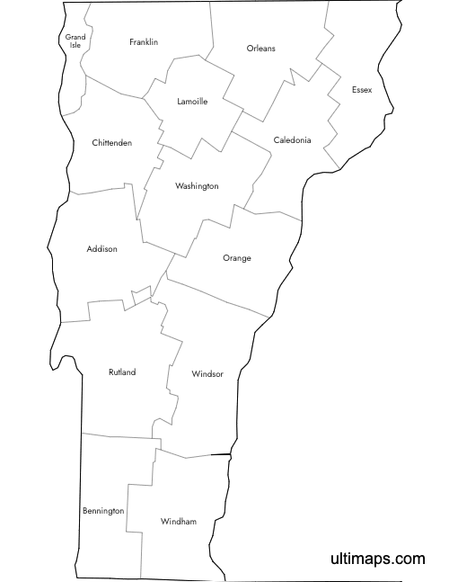 Preview of Labeled Map of Vermont Counties (A4)