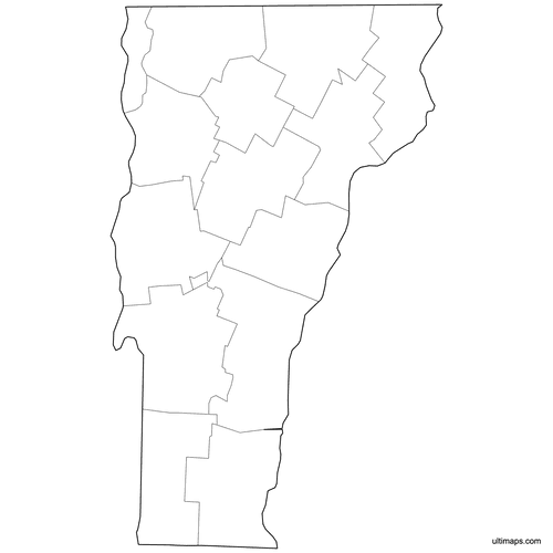 Preview of Outlined Map of Vermont Counties