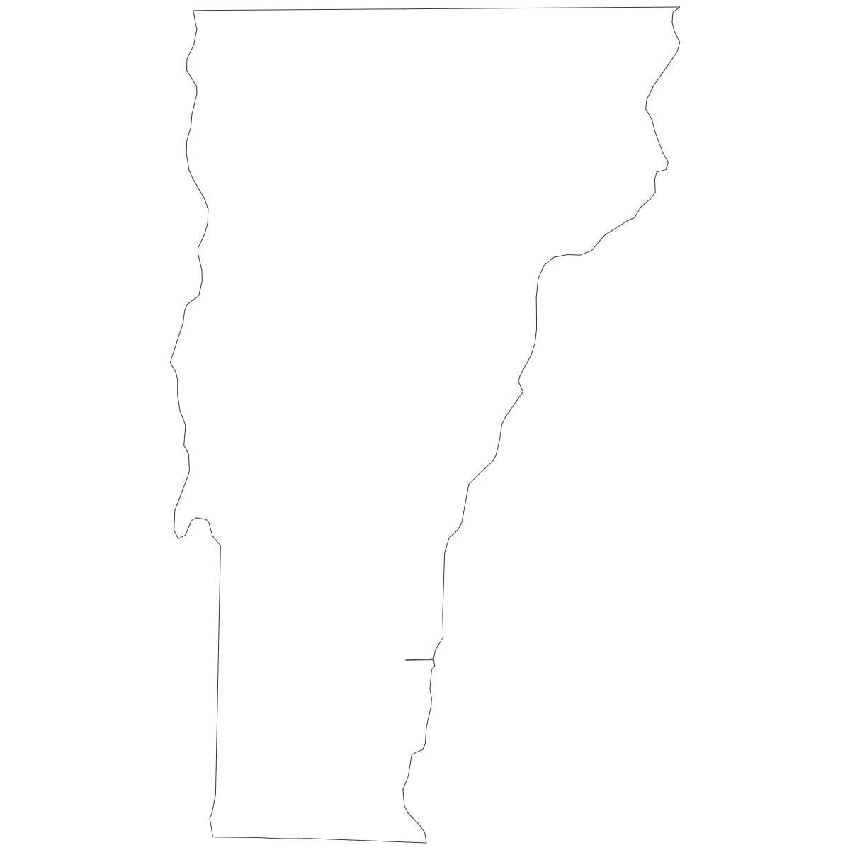 Outline Map of Vermont Counties