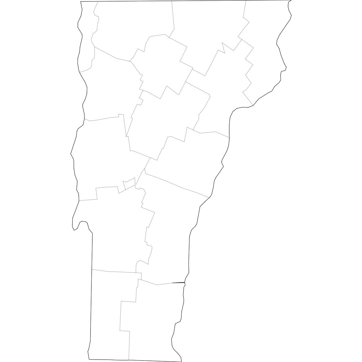 Wireframe Map of Vermont Counties