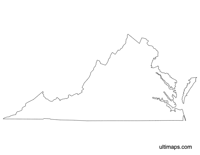 Preview of Outline Map of Virginia Counties (A4)