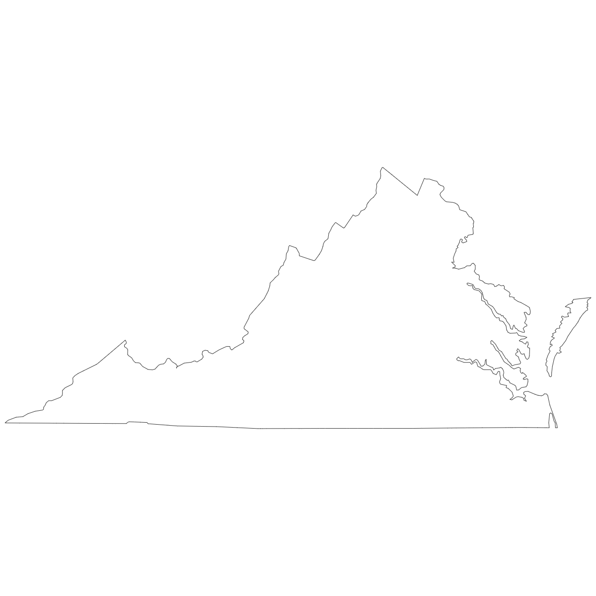 Outline Map of Virginia Counties