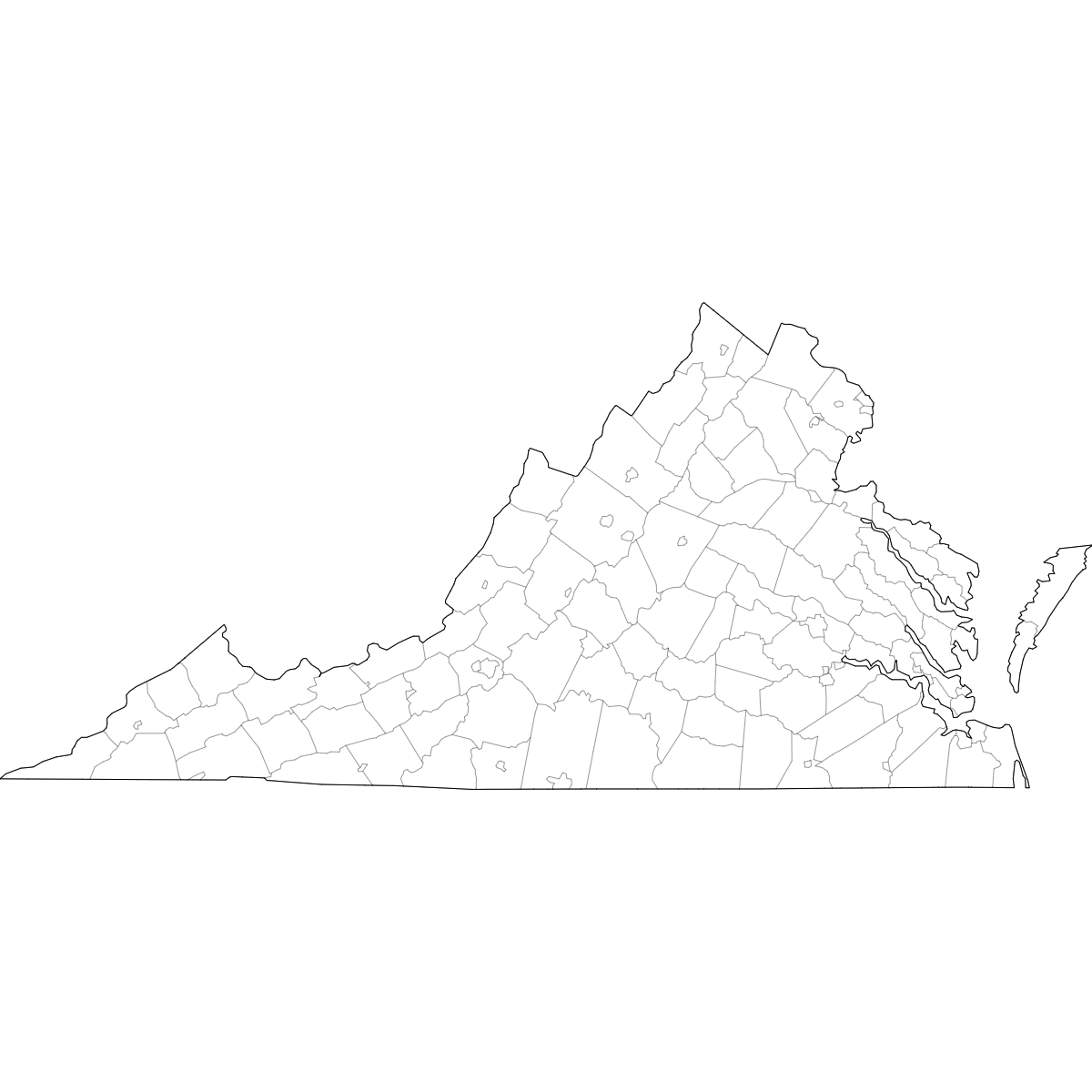 Wireframe Map of Virginia Counties