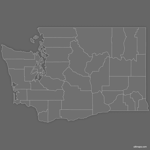 Preview of Blank Map of Washington Counties (Dark)