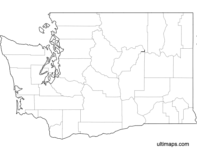 Preview of Blank Map of Washington Counties (Letter)