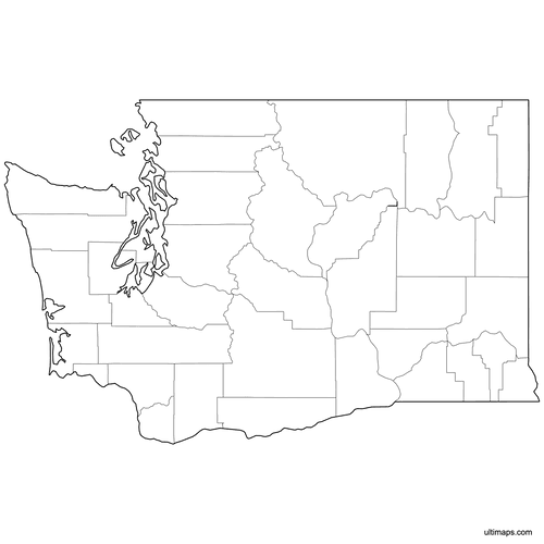 Preview of Outlined Map of Washington Counties