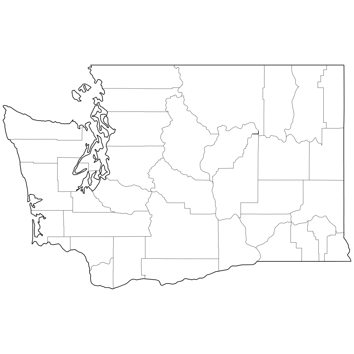 Outlined Map of Washington Counties