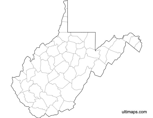 Preview of Blank Map of West Virginia Counties (A4)