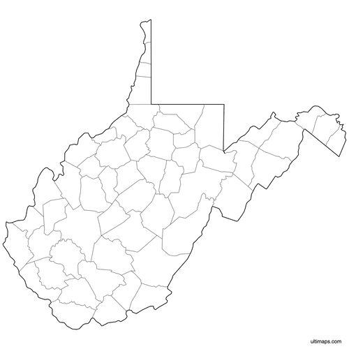 Preview of Outlined Map of West Virginia Counties