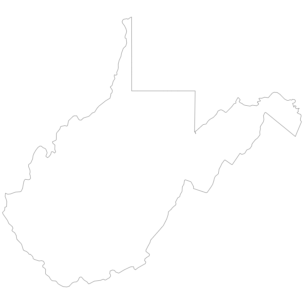 Outline Map of West Virginia Counties