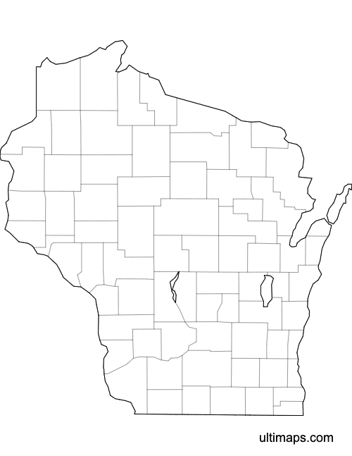 Preview of Blank Map of Wisconsin Counties (A4)