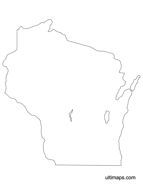 Preview of Outline Map of Wisconsin Counties (Letter)