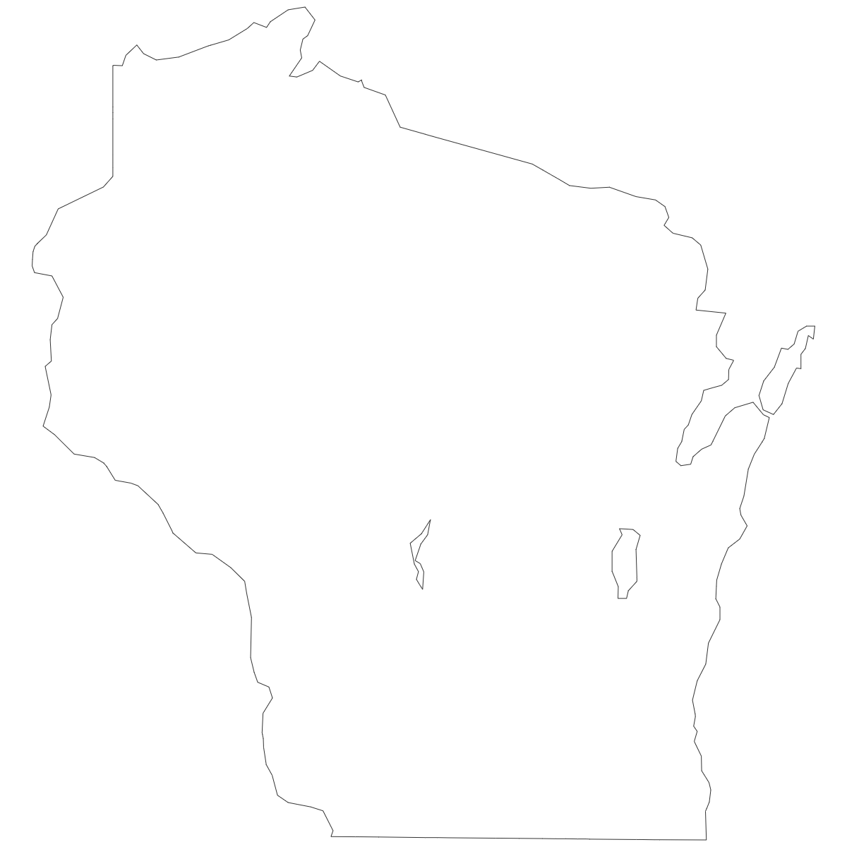 Outline Map of Wisconsin Counties