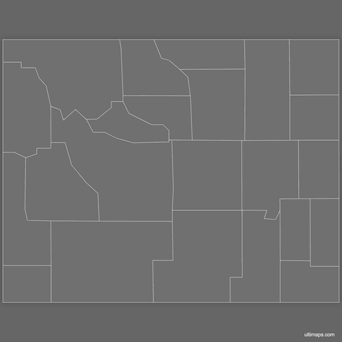 Preview of Blank Map of Wyoming Counties (Dark)