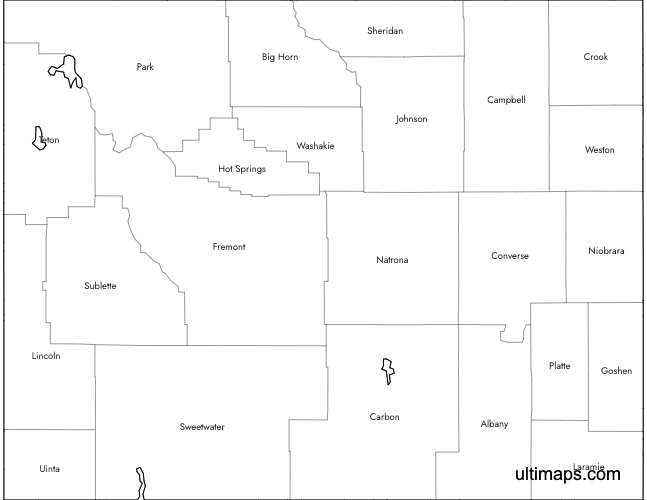 Preview of Labeled Map of Wyoming Counties (A4)