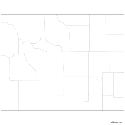 Preview of Outlined Map of Wyoming Counties