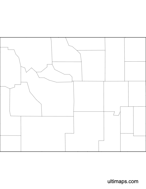 Preview of Outlined Map of Wyoming Counties (Letter)